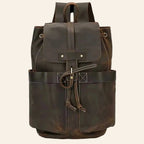 Crazy Horse Leather Laptop Backpack Men