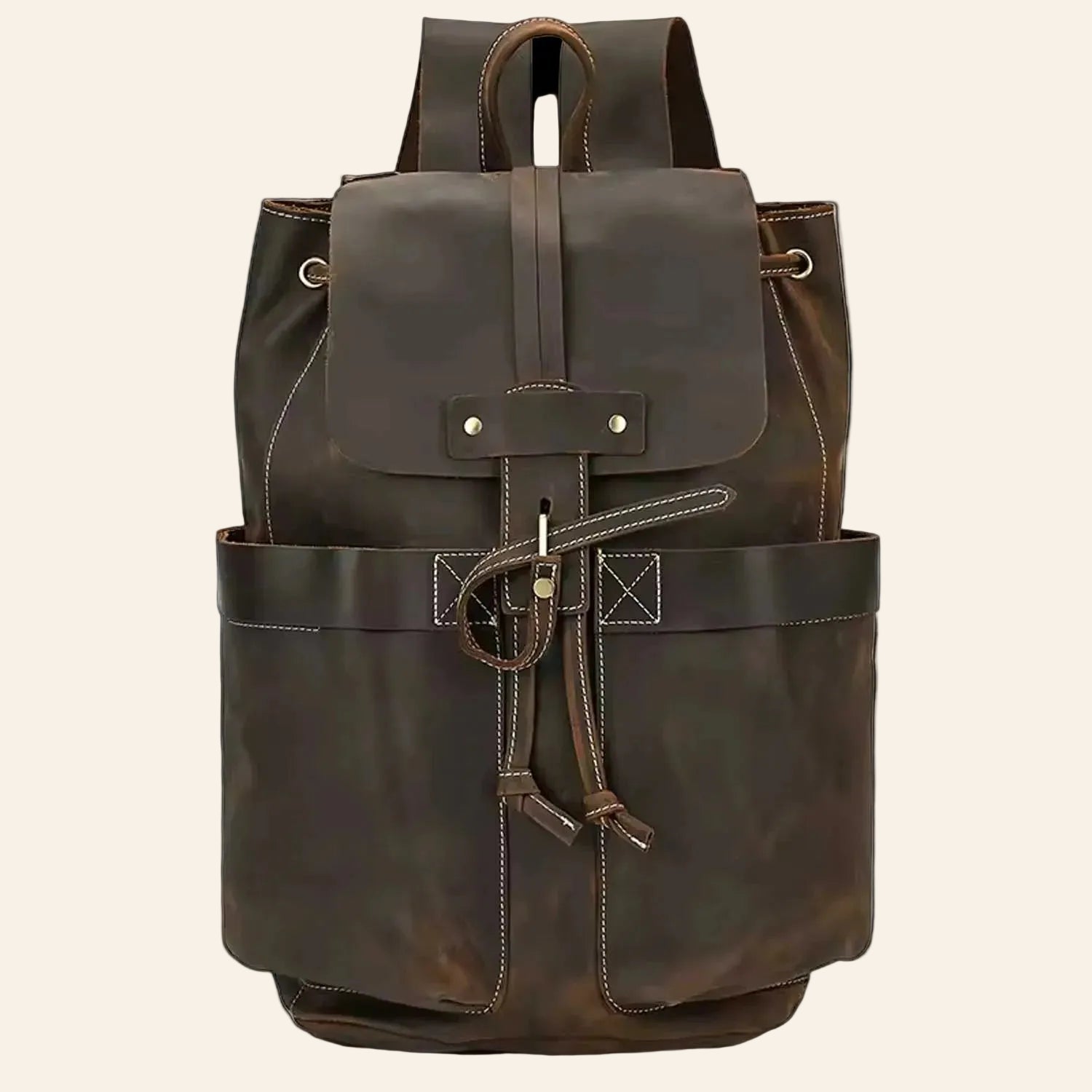 Crazy Horse Leather Laptop Backpack Men