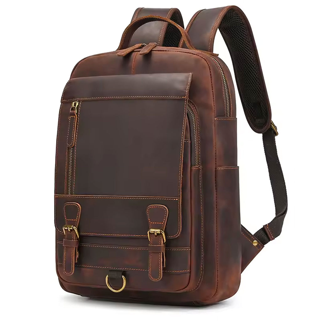 Vintage Full Grain Leather Backpack for Men