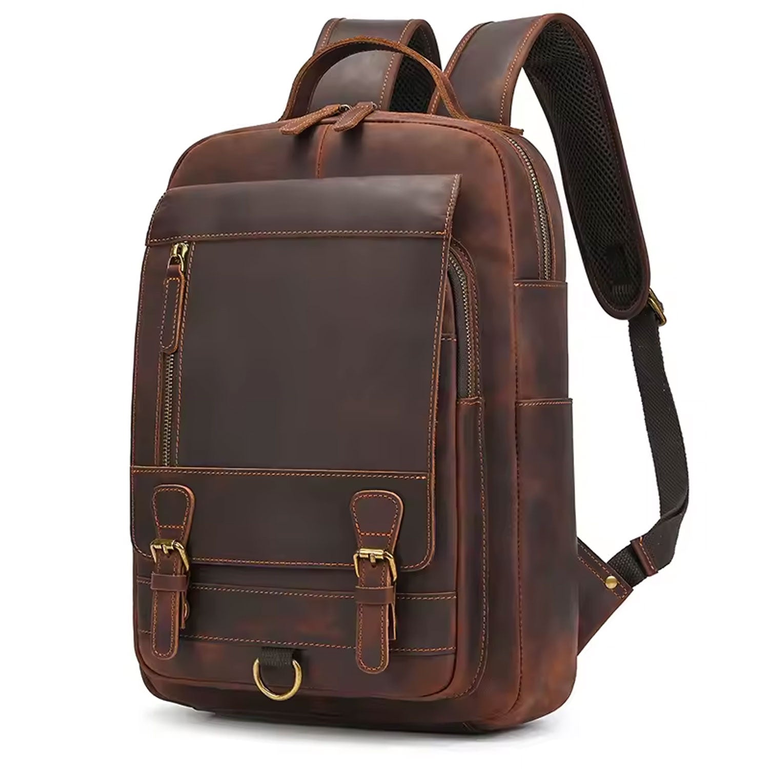 Vintage Full Grain Leather Backpack for Men