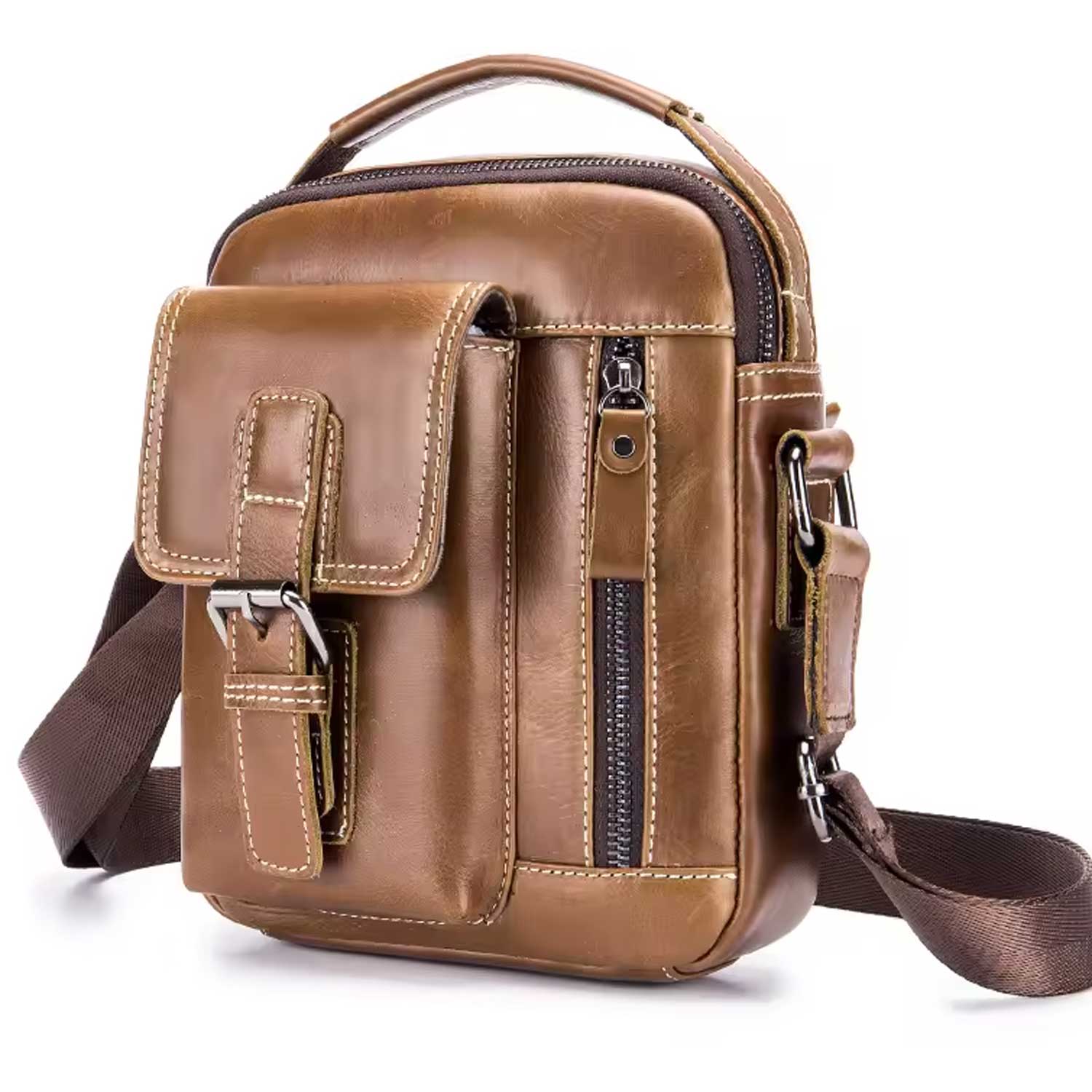 Cowhide Leather Crossbody Bag for Men