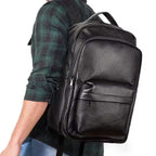 Top-Grain Leather Laptop Backpack for Men