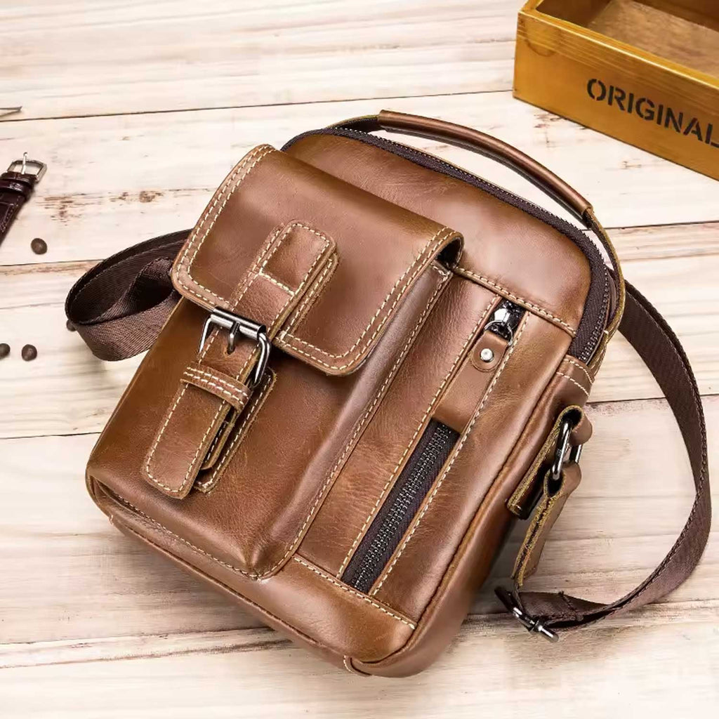 Cowhide Leather Crossbody Bag for Men