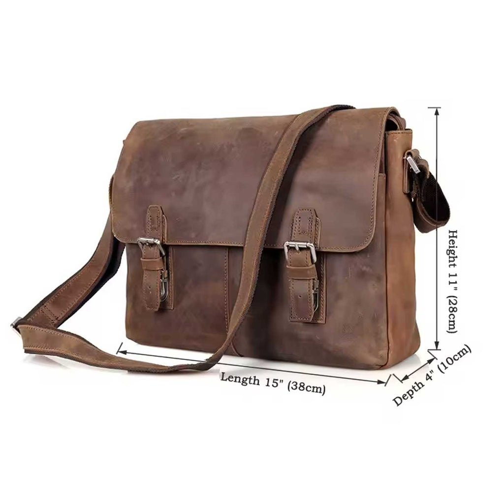 Brown Leather Messenger Bag For Men
