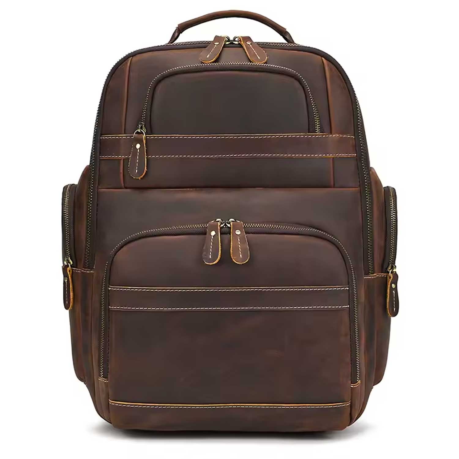 Vintage Crazy Horse Leather Backpack Men