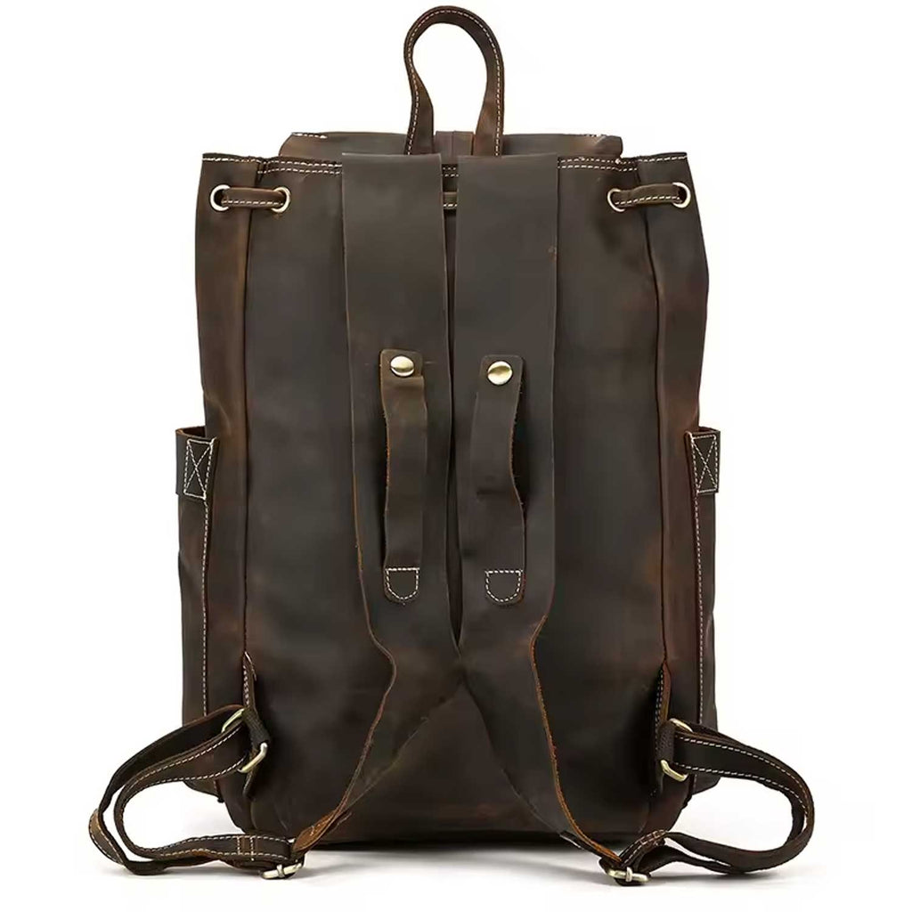 Crazy Horse Leather Laptop Backpack Men