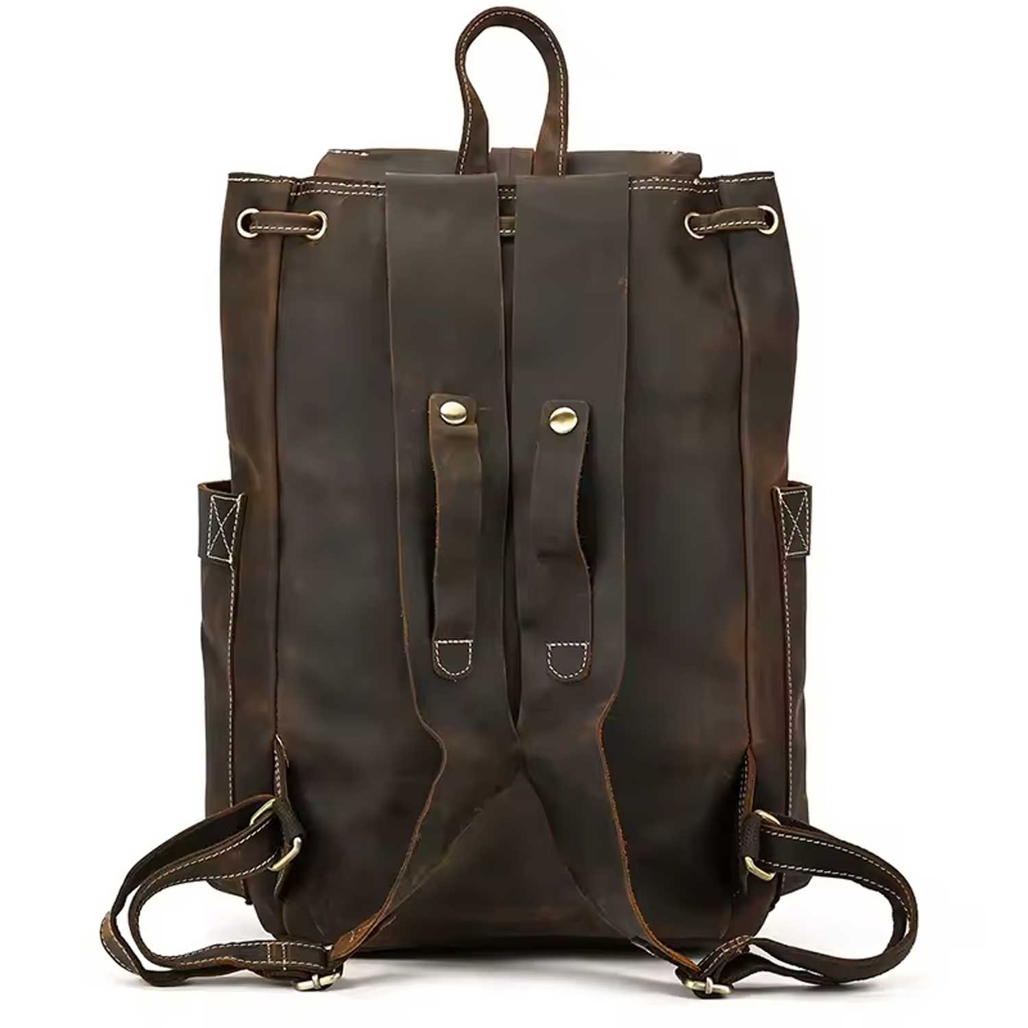 Crazy Horse Leather Laptop Backpack Men