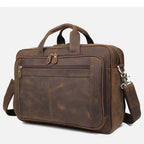 Crazy Horse Leather Laptop Briefcase Men