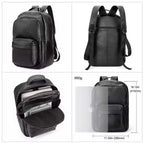 Top-Grain Leather Laptop Backpack for Men