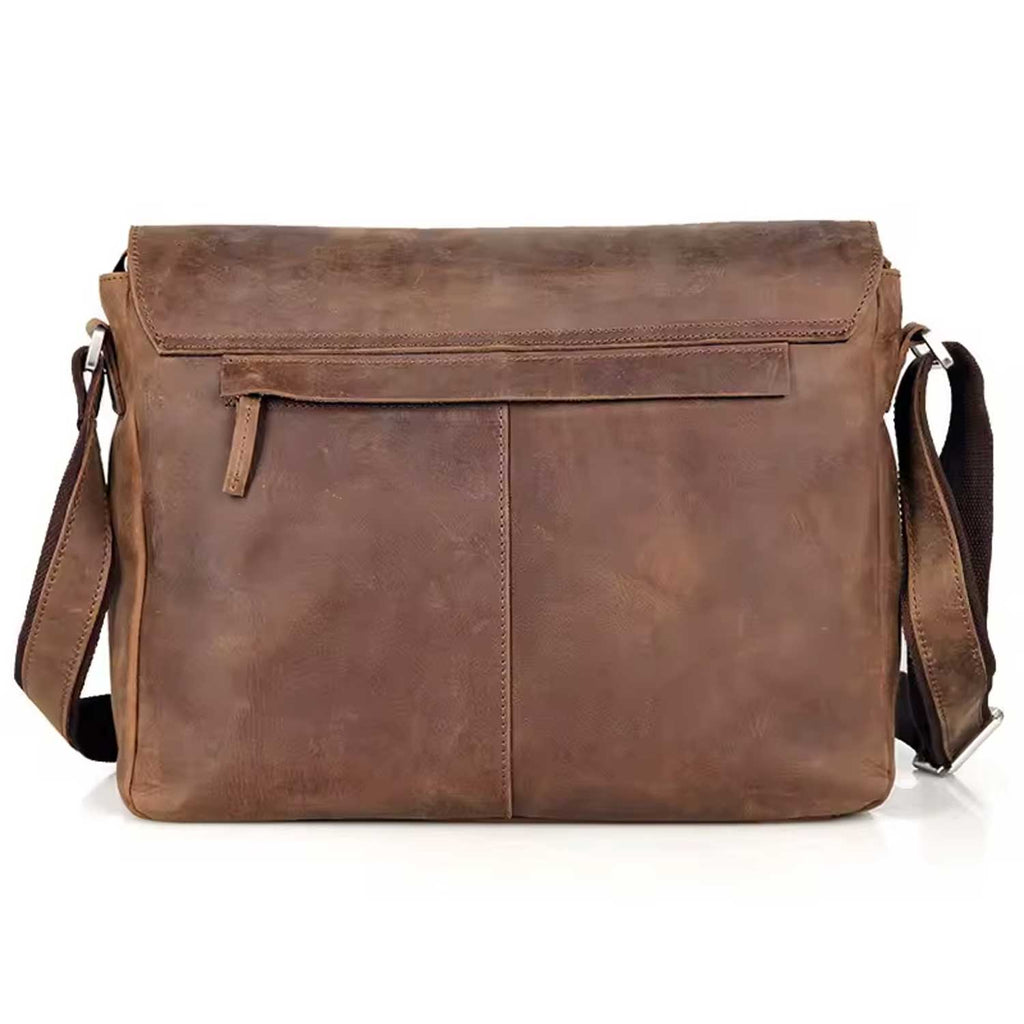 Brown Leather Messenger Bag For Men