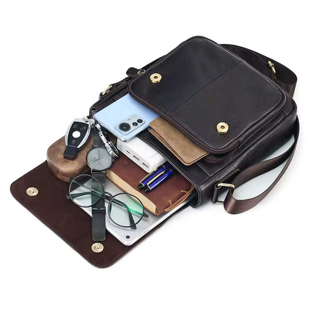 Classic Cowhide Leather Crossbody Bag