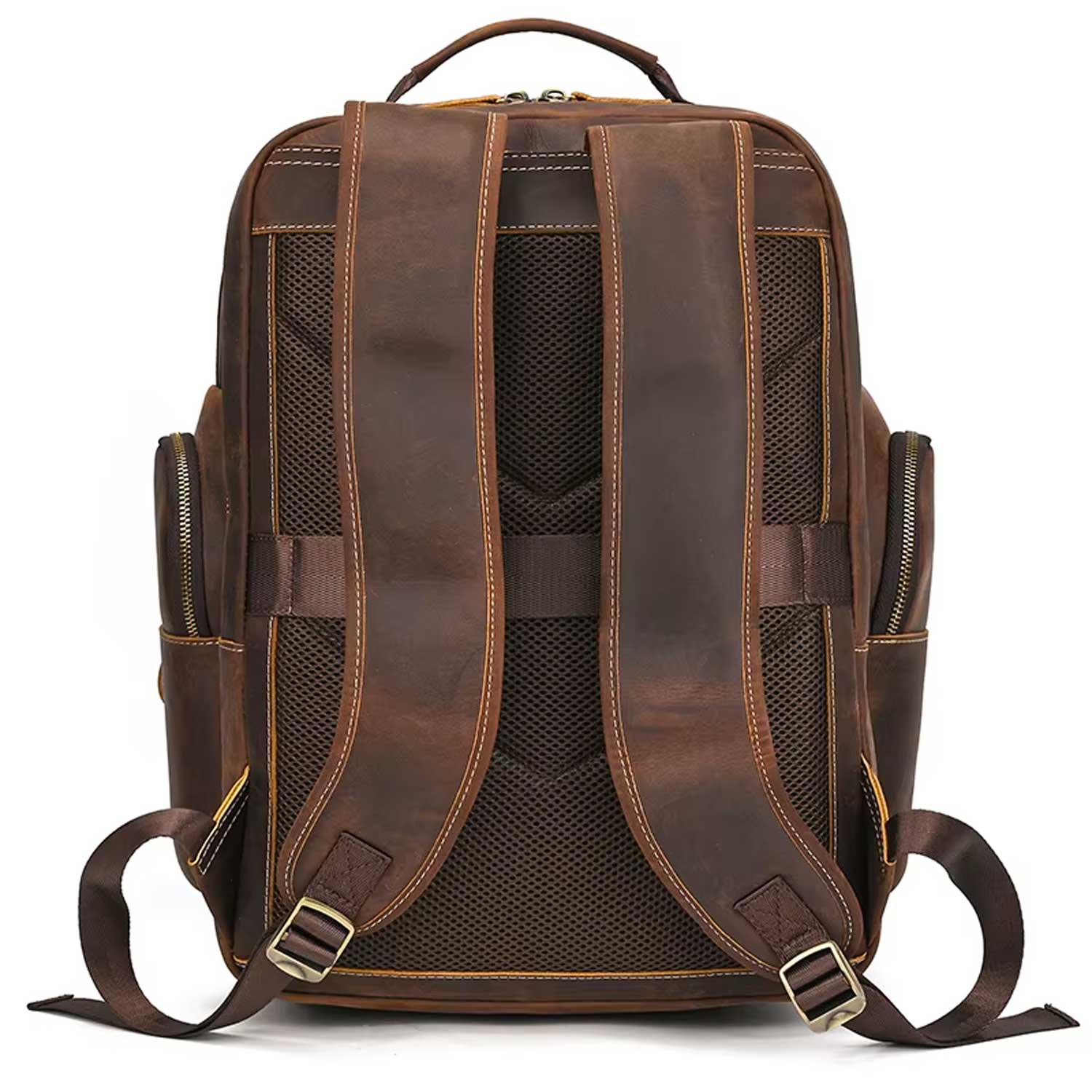 Vintage Crazy Horse Leather Backpack Men