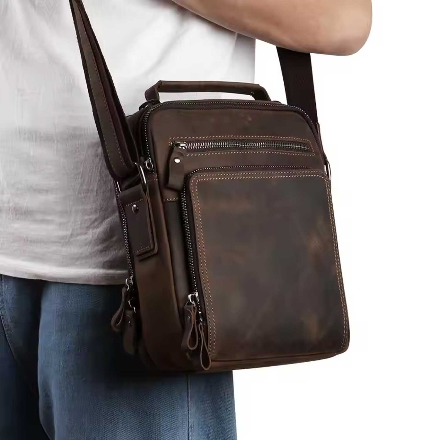Men's Casual Leather Shoulder Bag