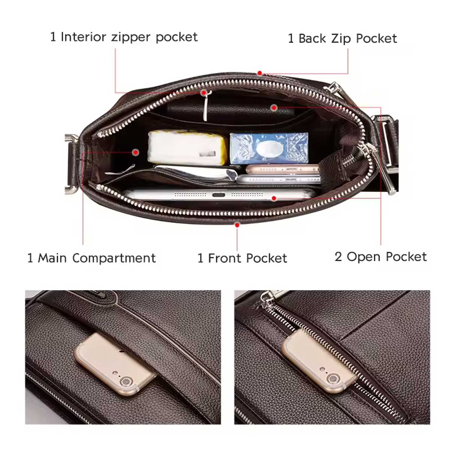 Leather Business Messenger Bag Men