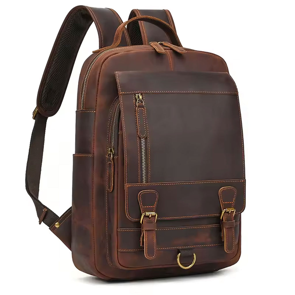 Vintage Full Grain Leather Backpack for Men