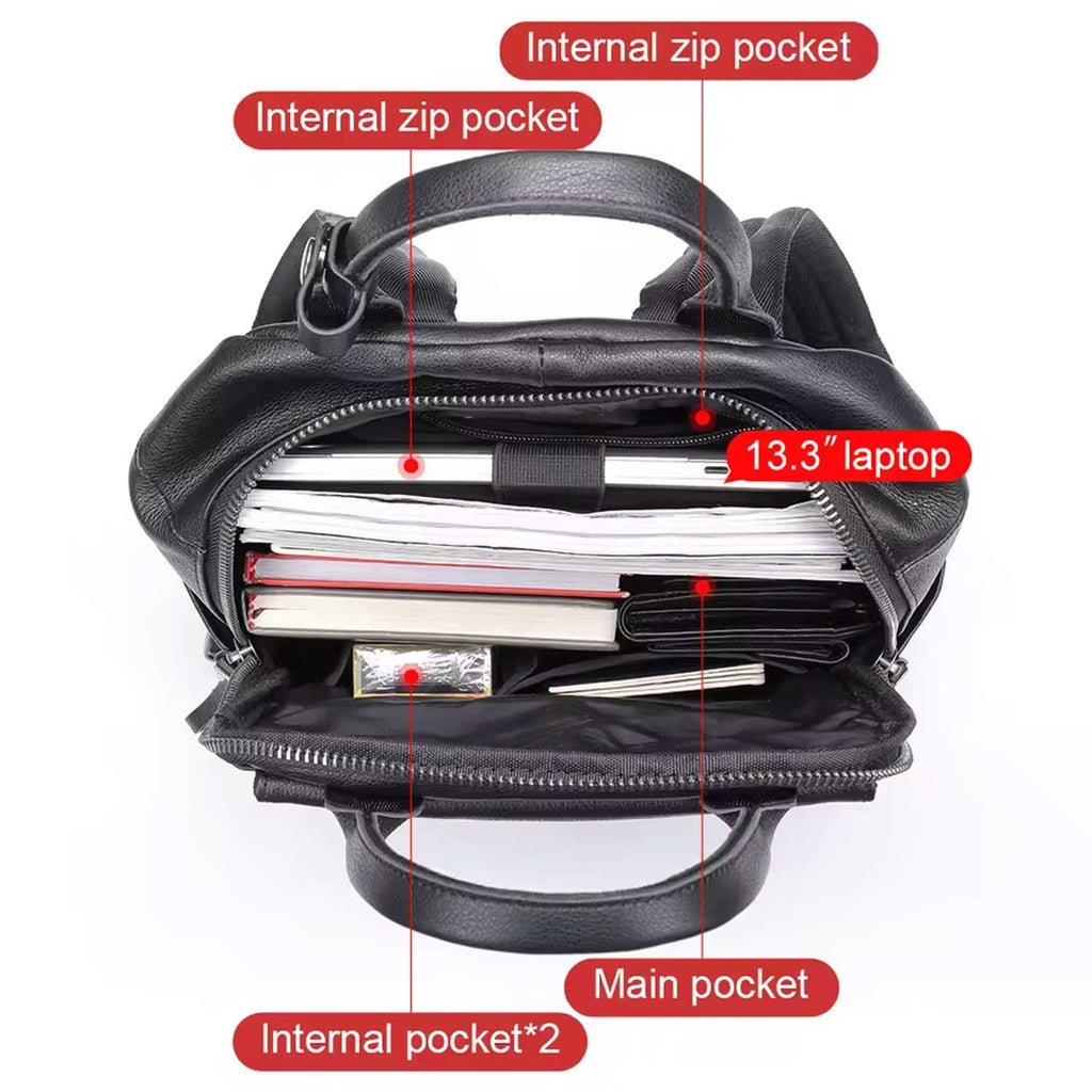 Large Capacity Men's Leather Business Backpack