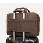 Crazy Horse Leather Laptop Briefcase Men