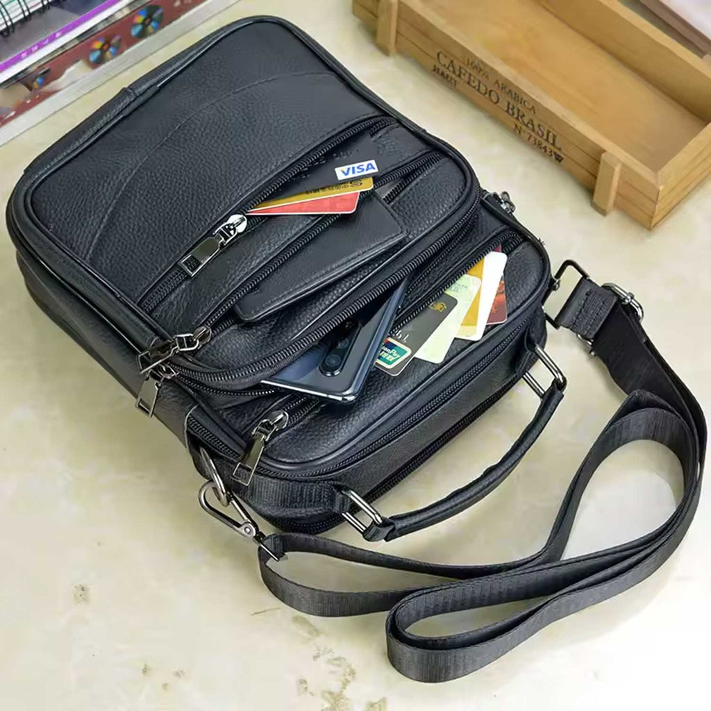 Compact Leather Crossbody Bag for Men