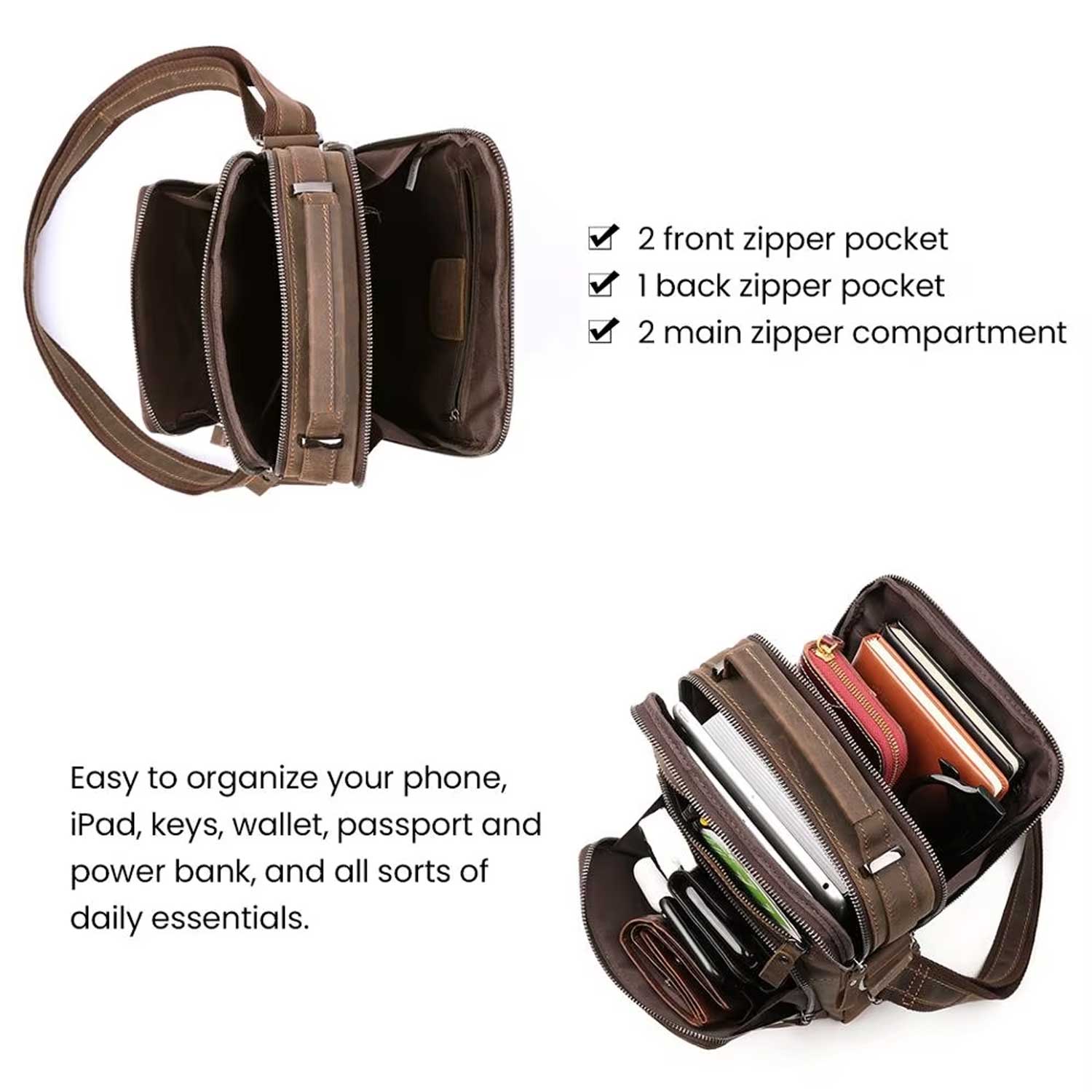 Men's Casual Leather Shoulder Bag