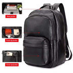 Top-Grain Leather Laptop Backpack for Men
