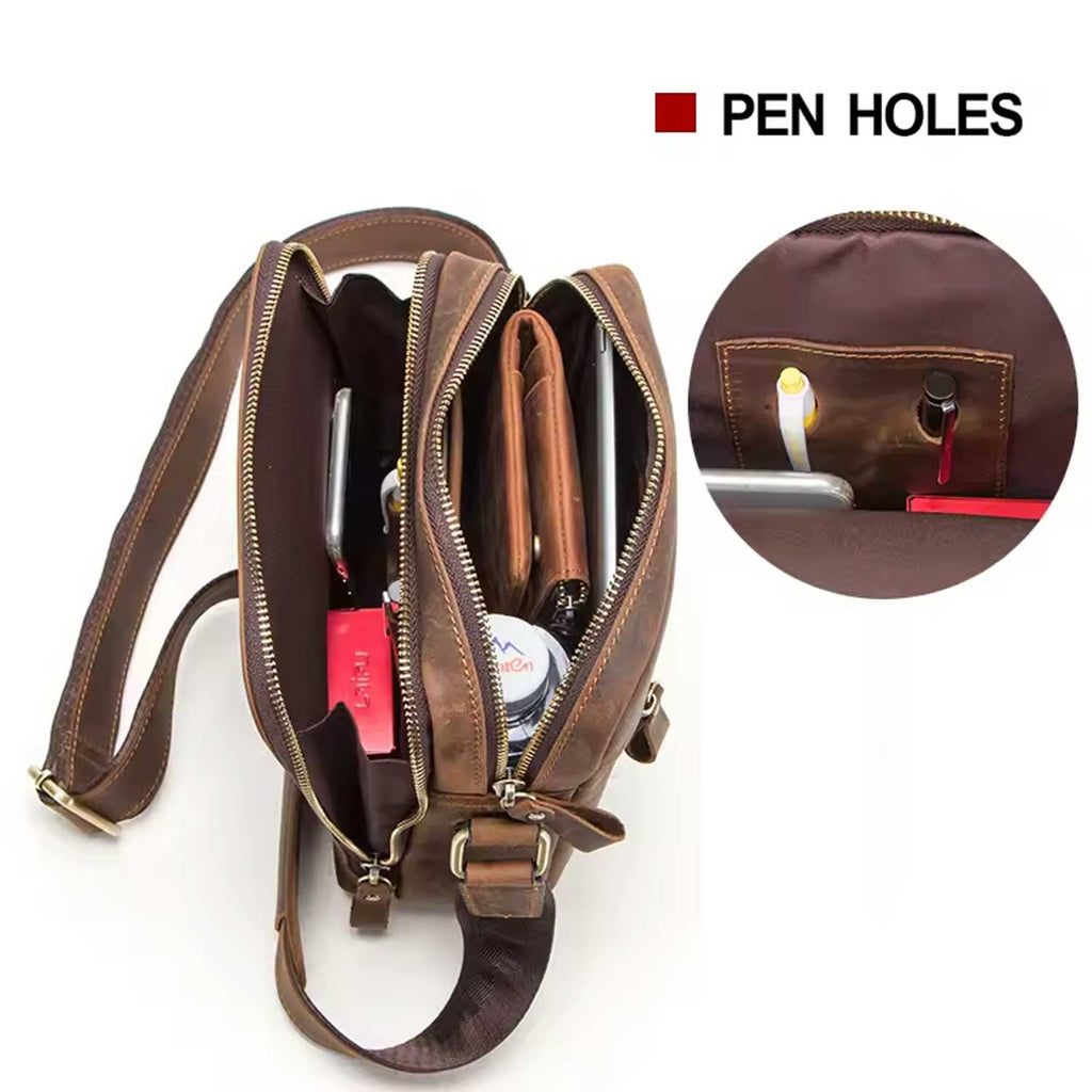 Vintage Leather Messenger Bag for Men