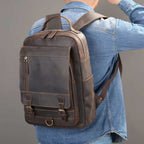 Vintage Full Grain Leather Backpack for Men