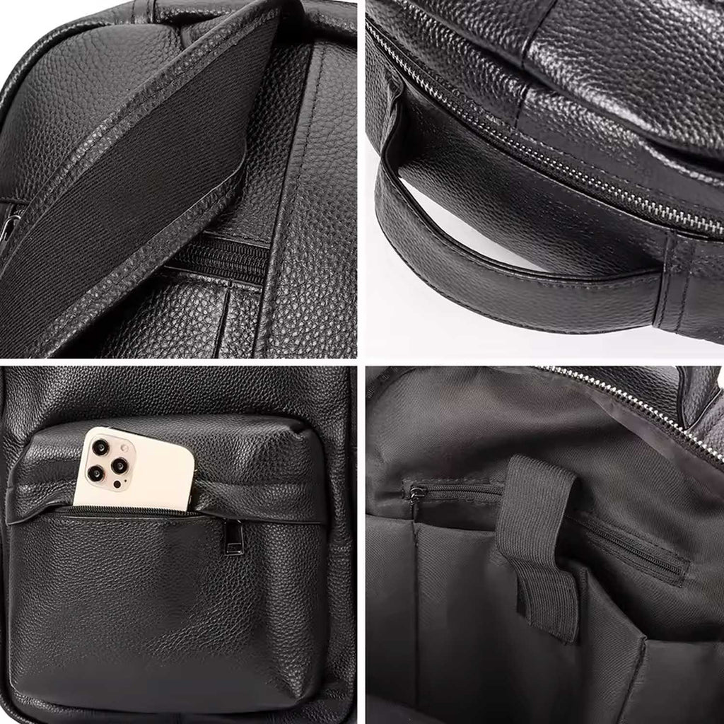 Top-Grain Leather Laptop Backpack for Men