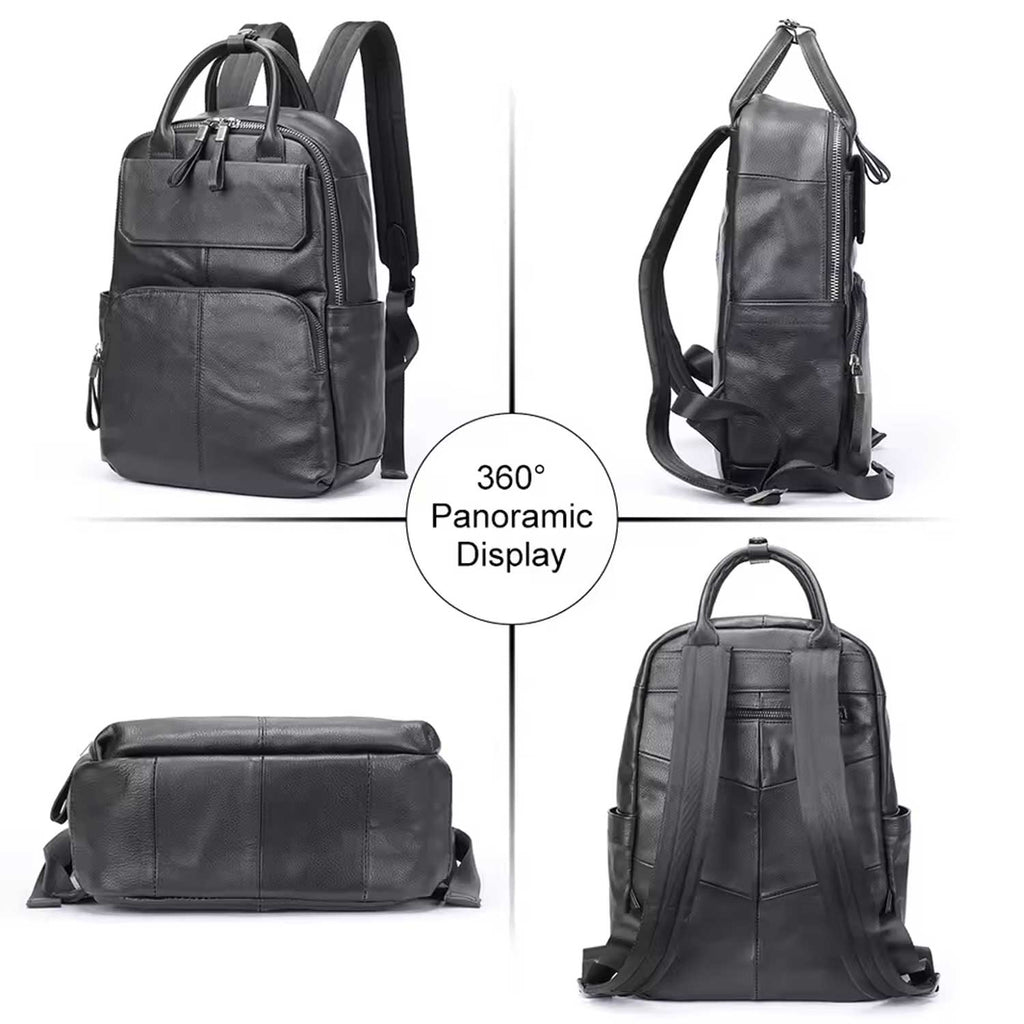 Large Capacity Men's Leather Business Backpack