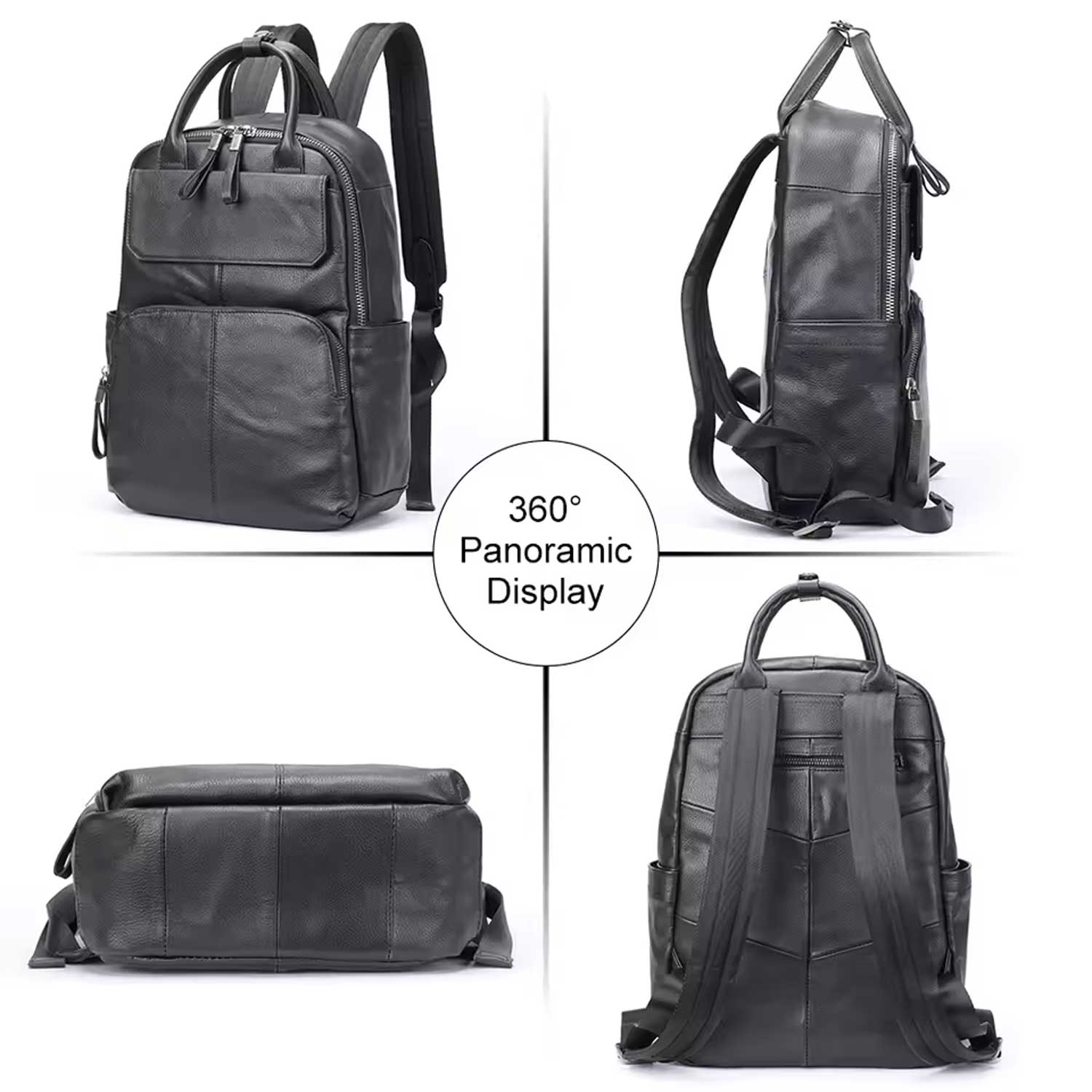 Large Capacity Men's Leather Business Backpack