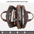 Crazy Horse Leather Laptop Briefcase Men