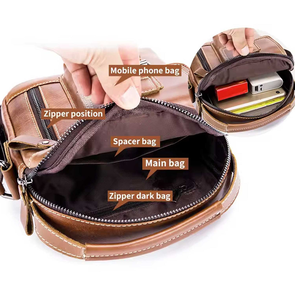 Cowhide Leather Crossbody Bag for Men