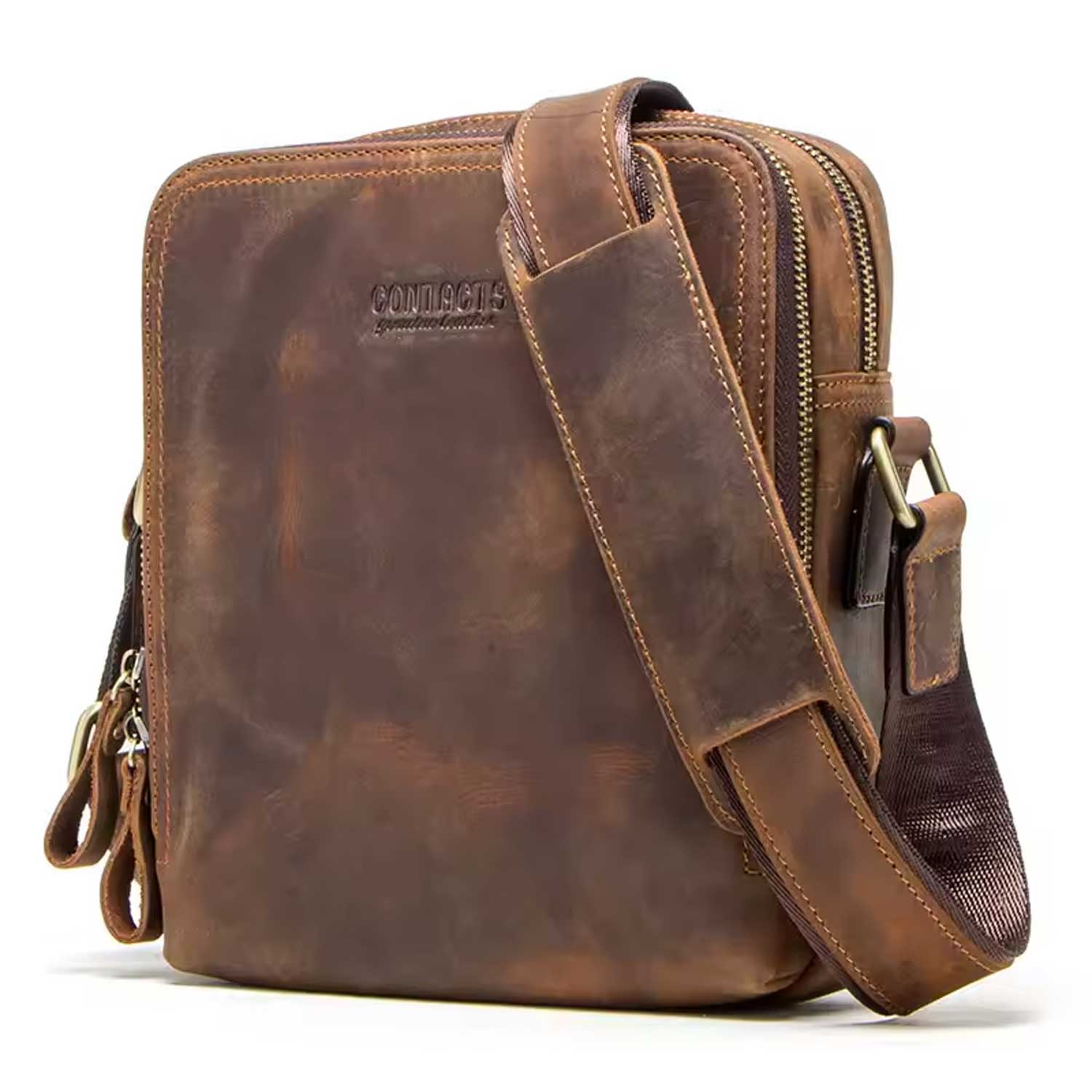 Vintage Leather Messenger Bag for Men