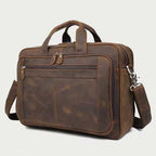 Crazy Horse Leather Laptop Briefcase Men