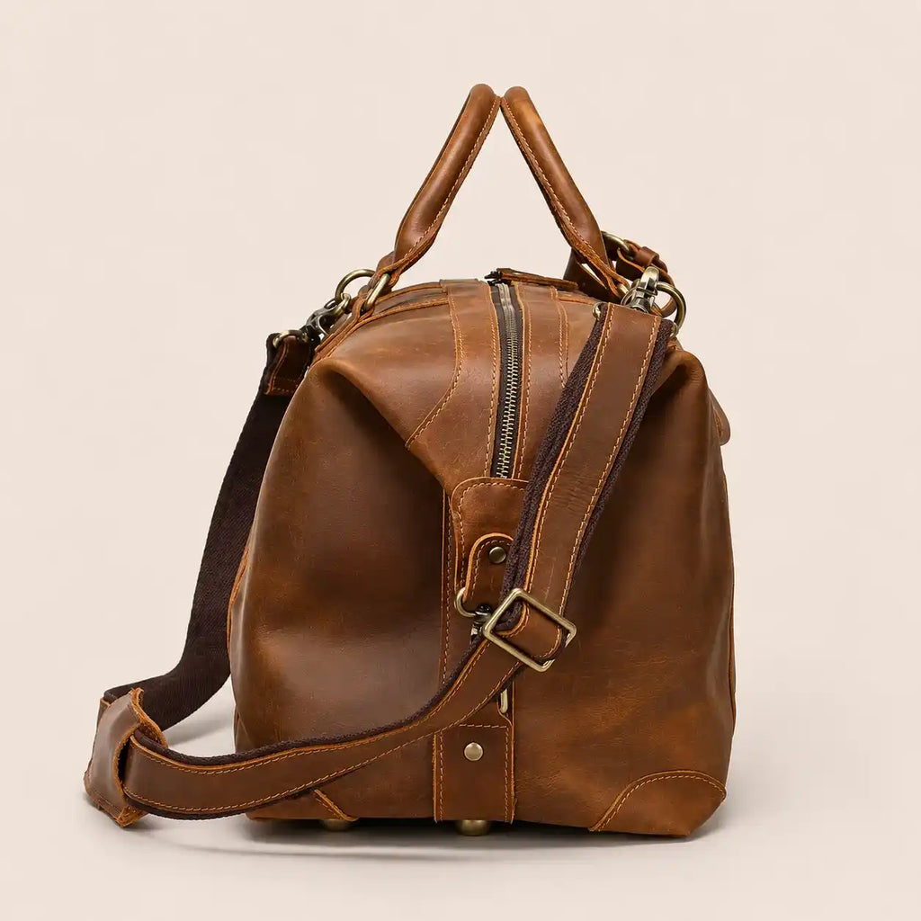 Buffalo Leather Duffle Bag for Men