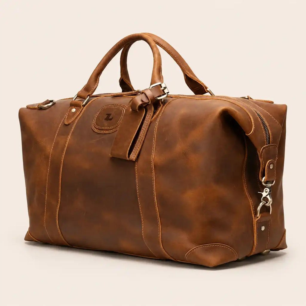 Buffalo Leather Duffle Bag for Men