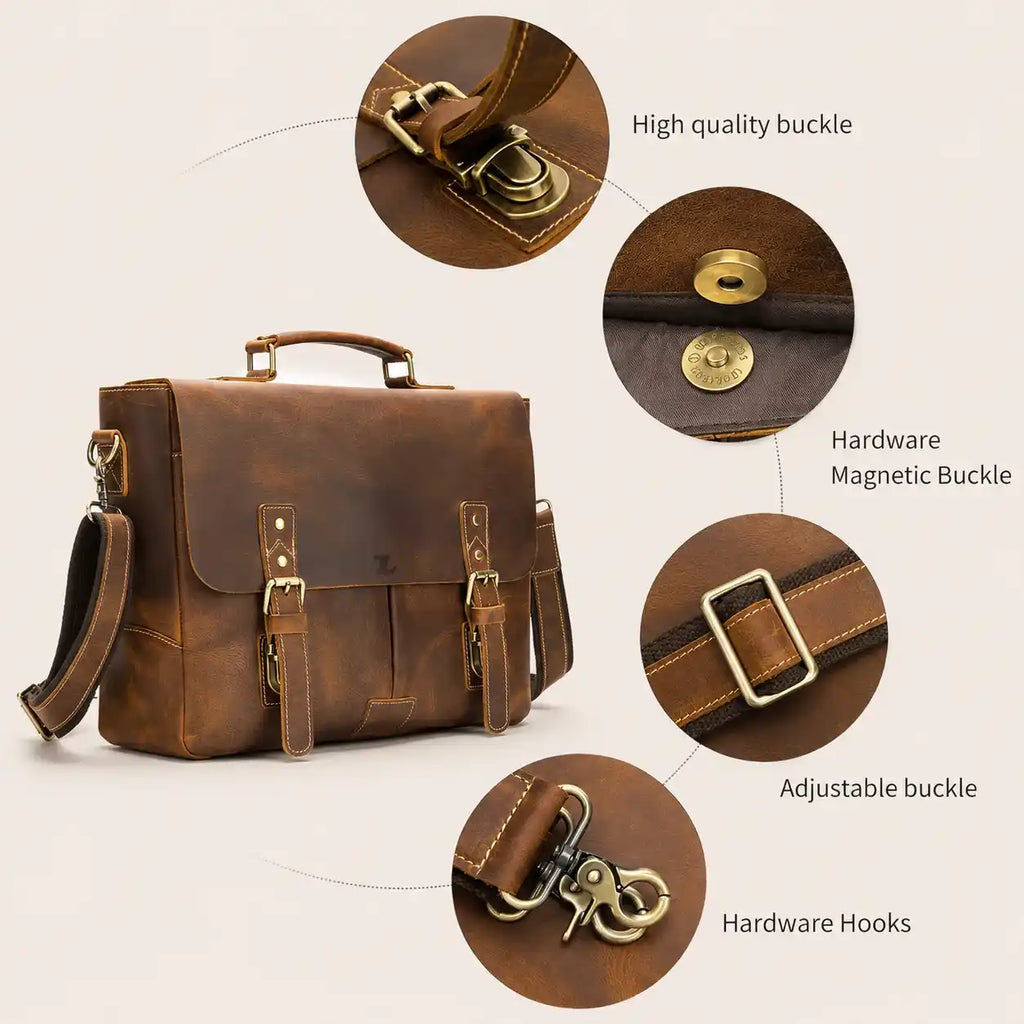Vintage Leather Briefcase for Men