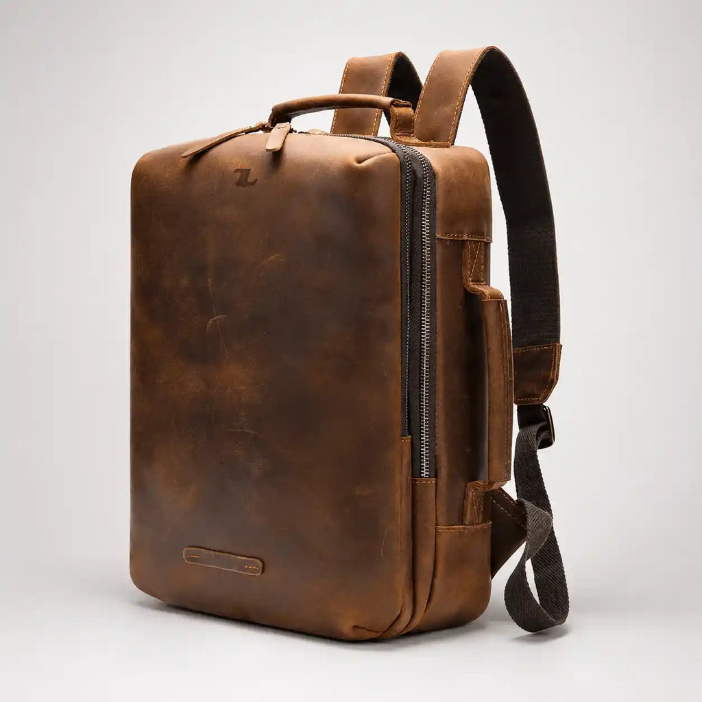 Travel Leather Laptop Backpack