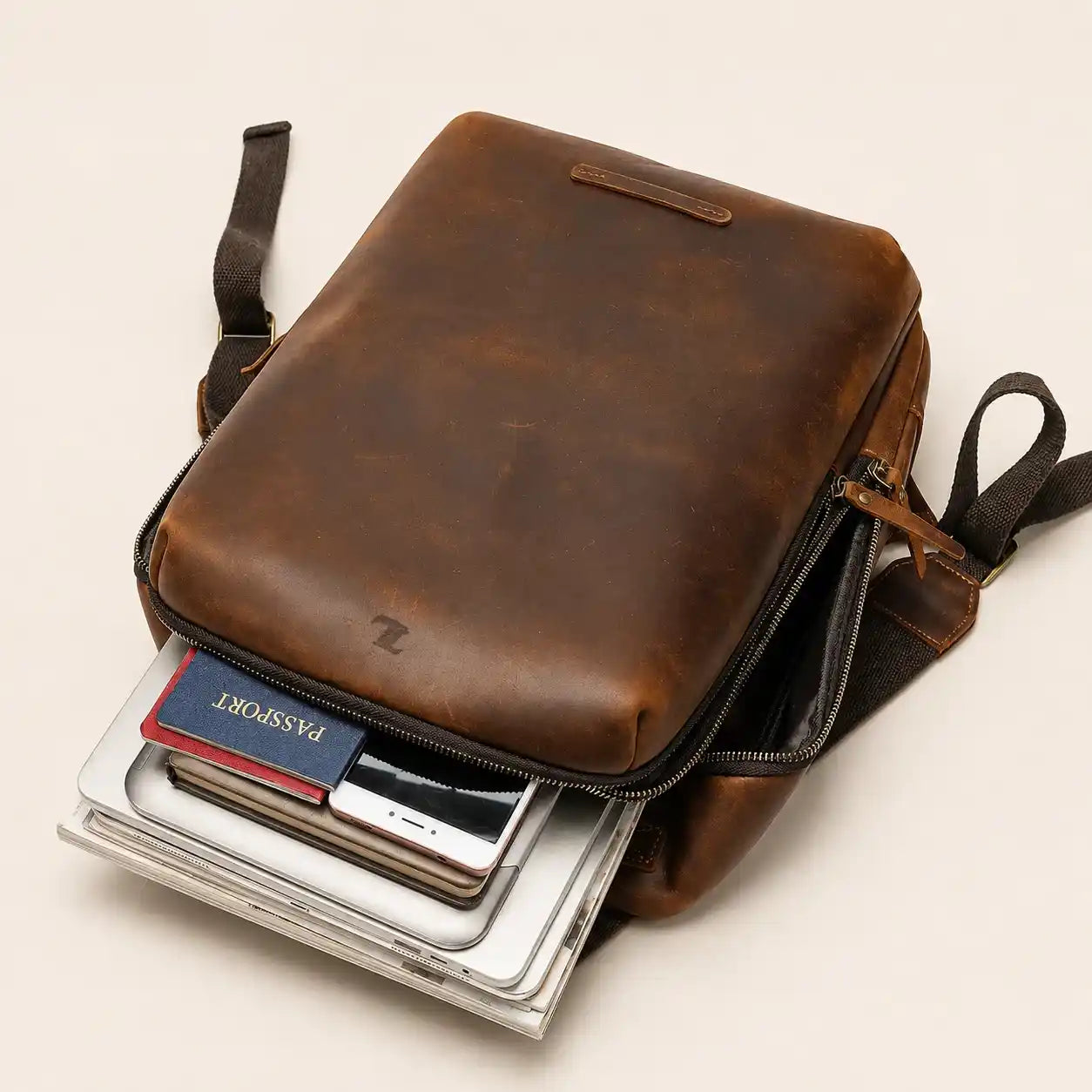Travel Leather Laptop Backpack