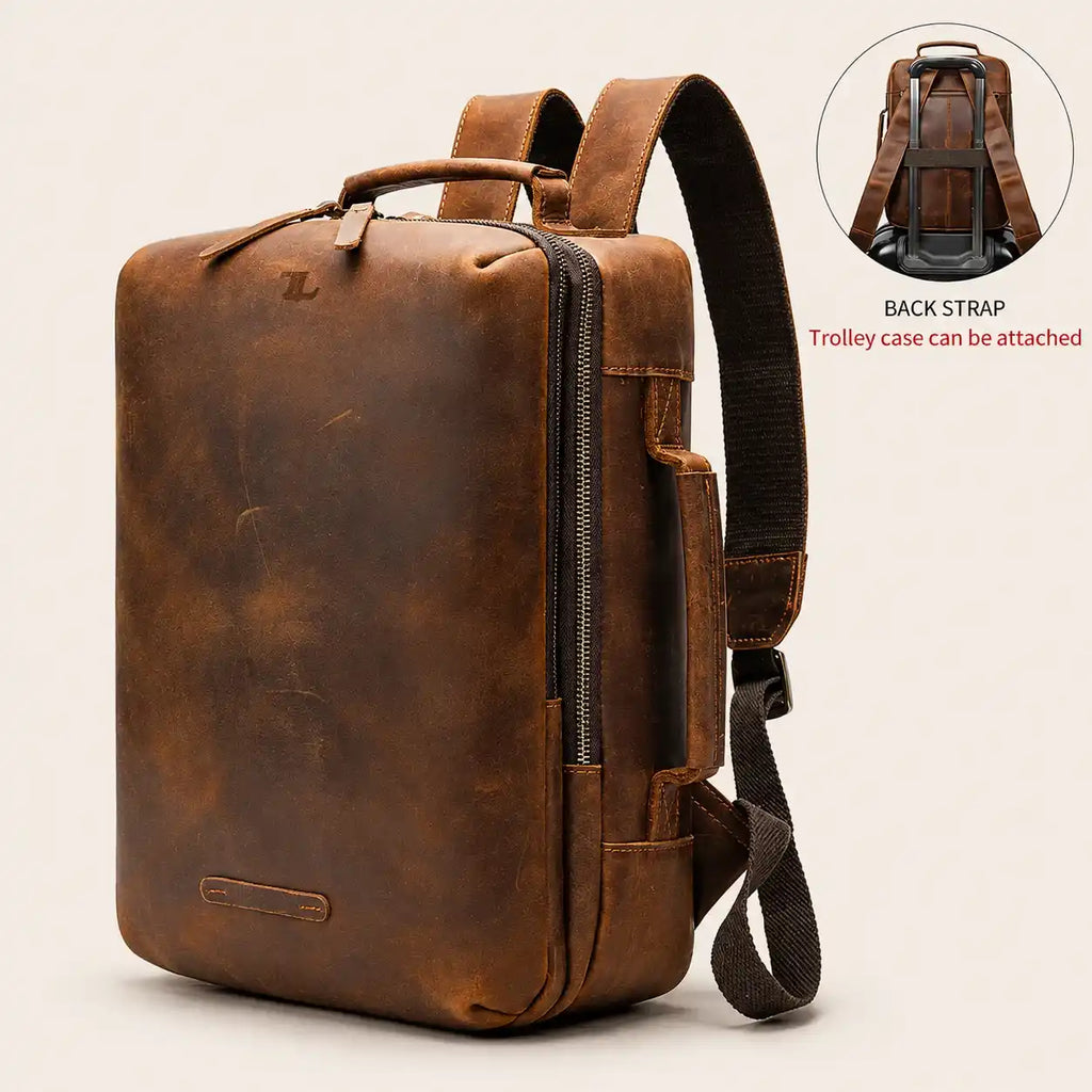 Travel Leather Laptop Backpack