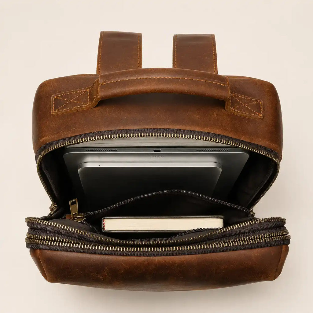 Travel Leather Laptop Backpack