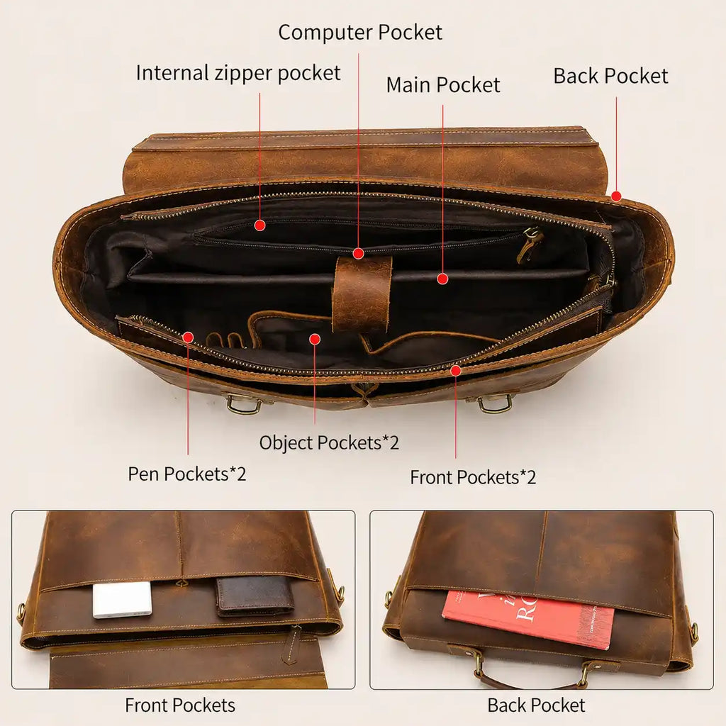 Vintage Leather Briefcase for Men
