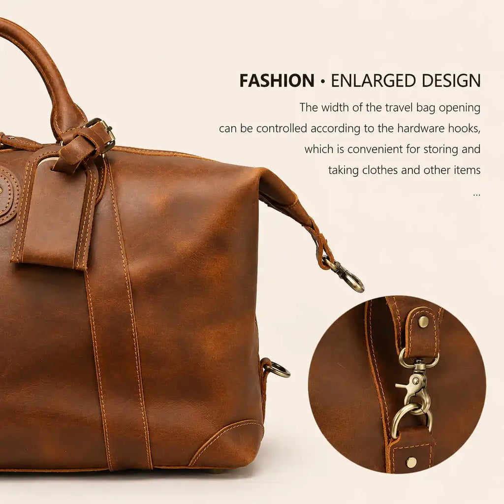 Buffalo Leather Duffle Bag for Men
