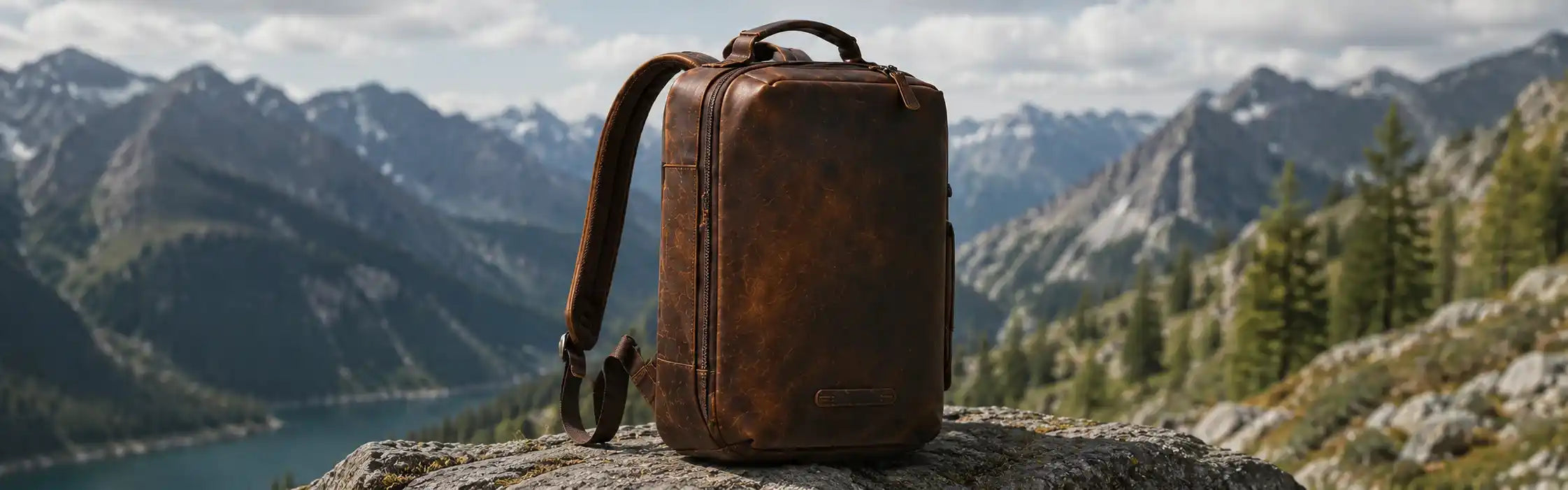 Leather backpack with laptop sleeve