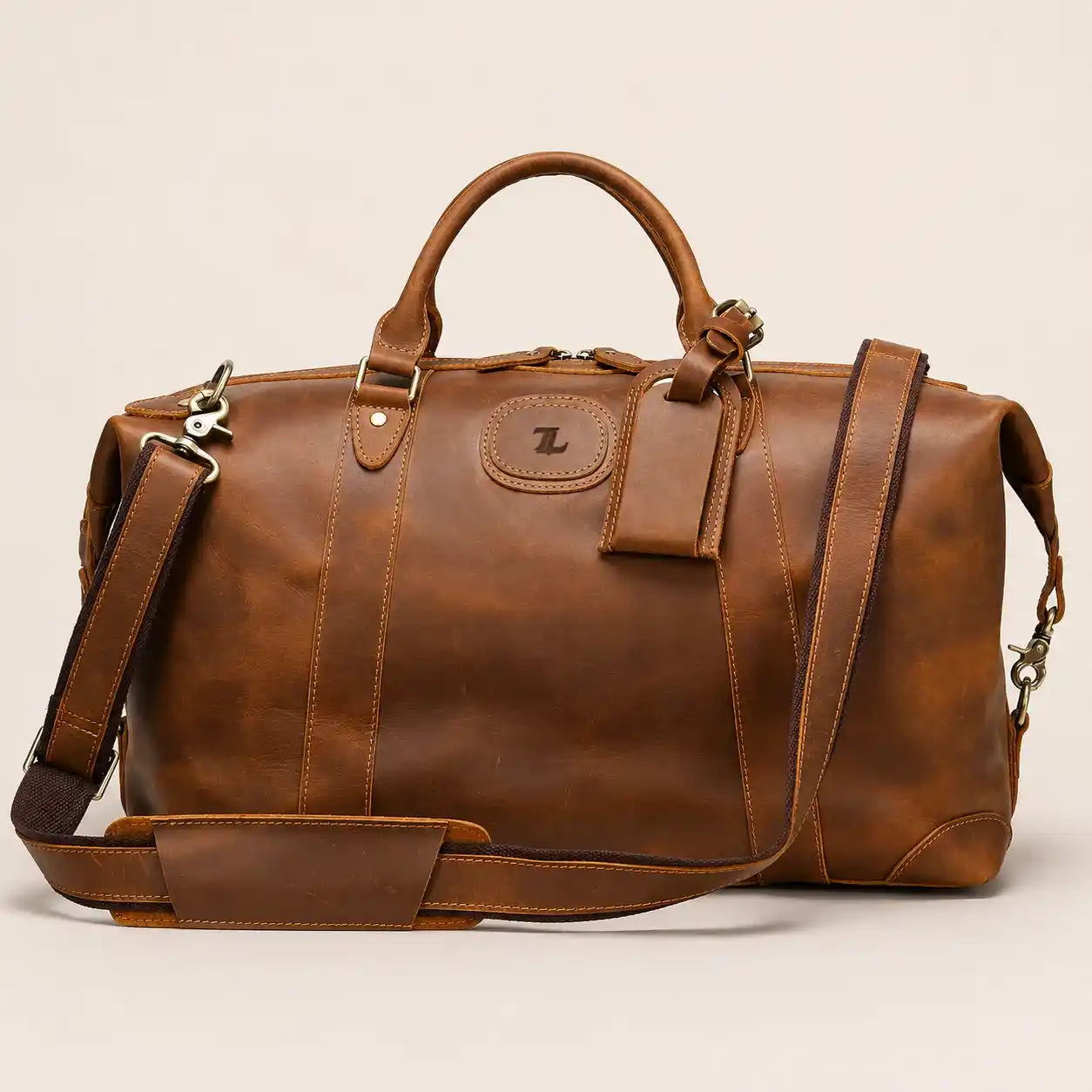 Buffalo Leather Duffle Bag for Men