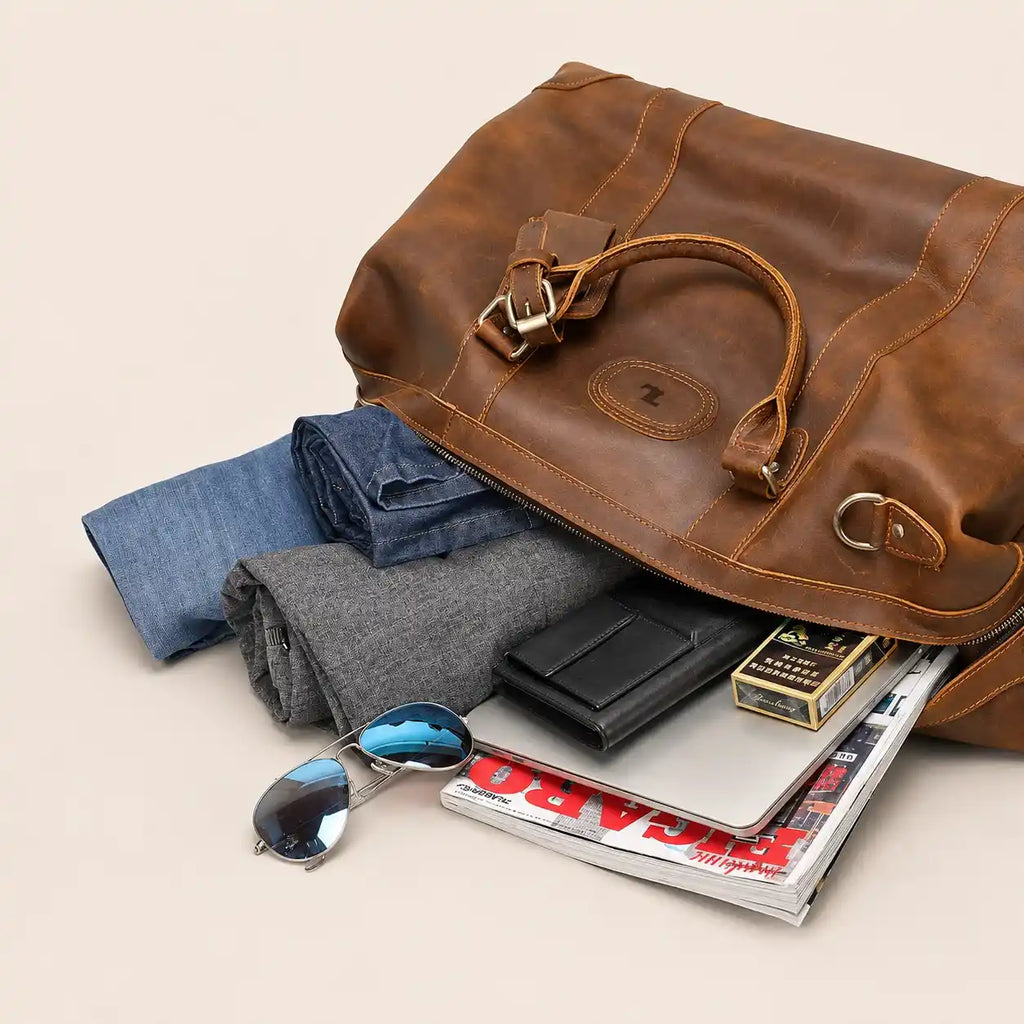 Buffalo Leather Duffle Bag for Men