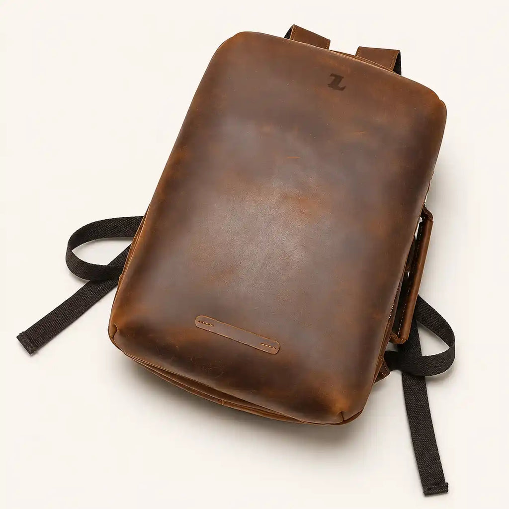 Travel Leather Laptop Backpack